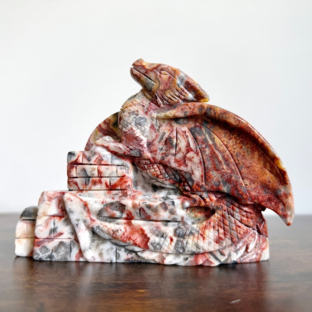 Crazy Lace Agate Dragon | Natural Gemstone Crystal Figurine Carving - Picture 3 of 16